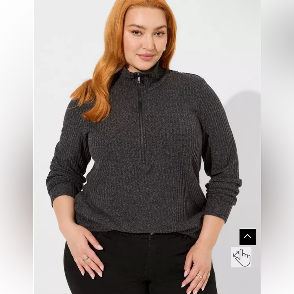 Relaxed Fit Super Soft Plush Rib Quarter Zip Sweatshirt